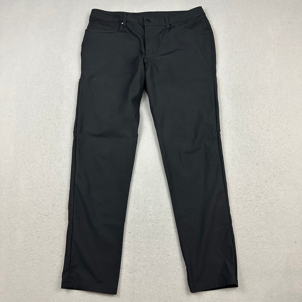 Lululemon Pants Men 34 Black Solid Straight Commission Chino Athleisure Wool